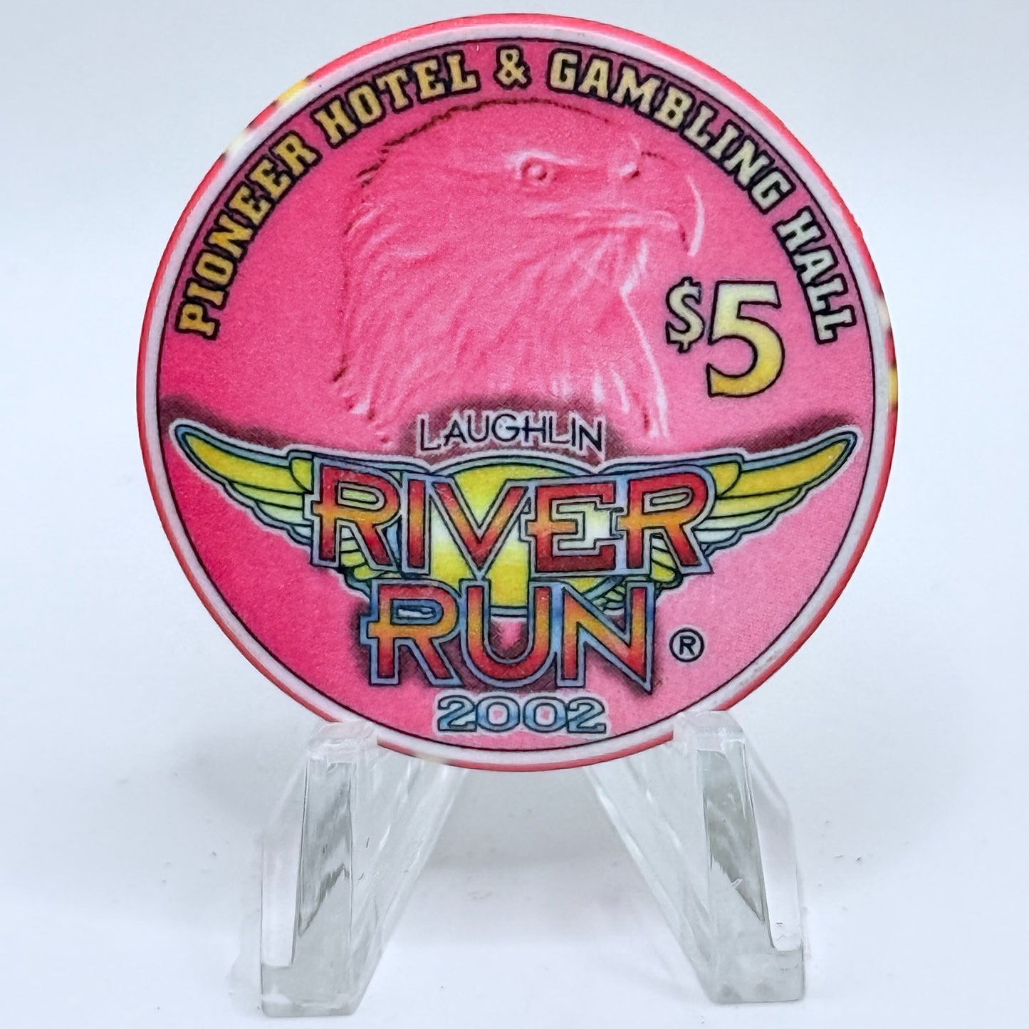 Pioneer Hotel & Gaming Hall Laughlin Nevada 2002 'River Run' LE $5 Casino Chip V9511
