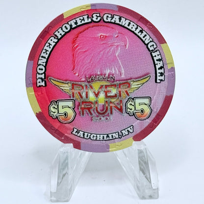 Pioneer Hotel & Gaming Hall Laughlin Nevada 2001 'River Run' LE $5 Casino Chip V7405