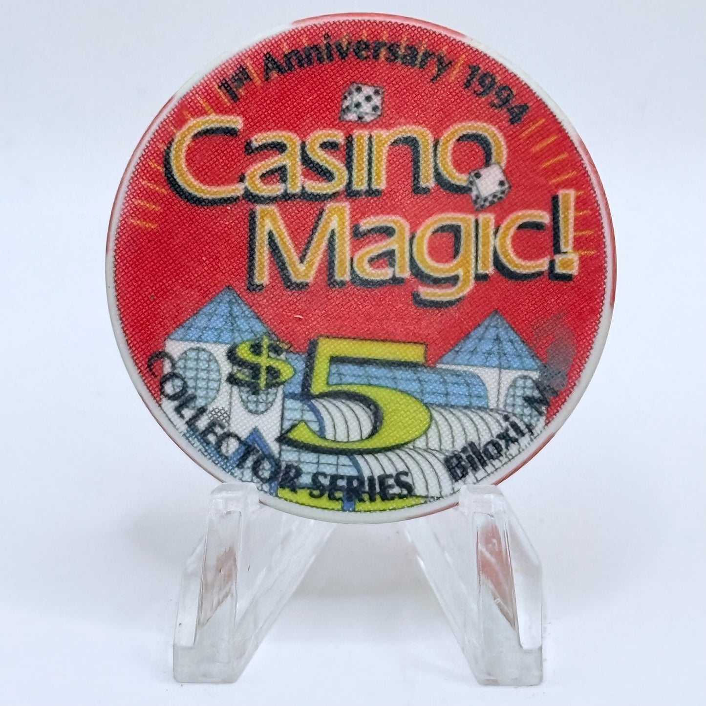 Casino Magic Biloxi Mississippi 1994 '1st Anniversary' LE $5 Casino Chip