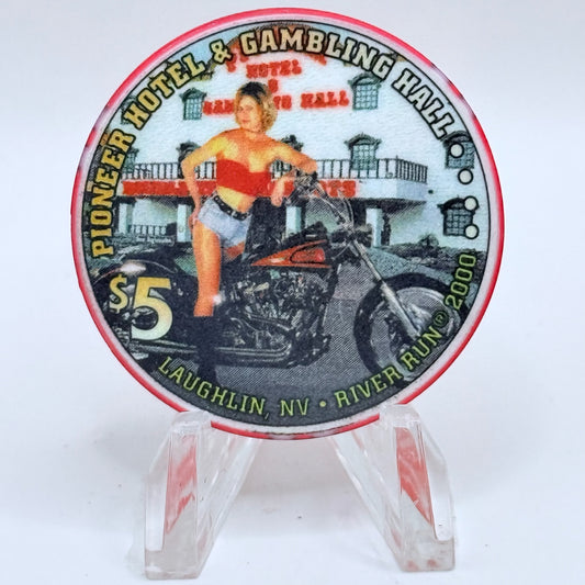 Pioneer Hotel & Gaming Hall Laughlin Nevada 2000 'River Run' LE $5 Casino Chip V5271