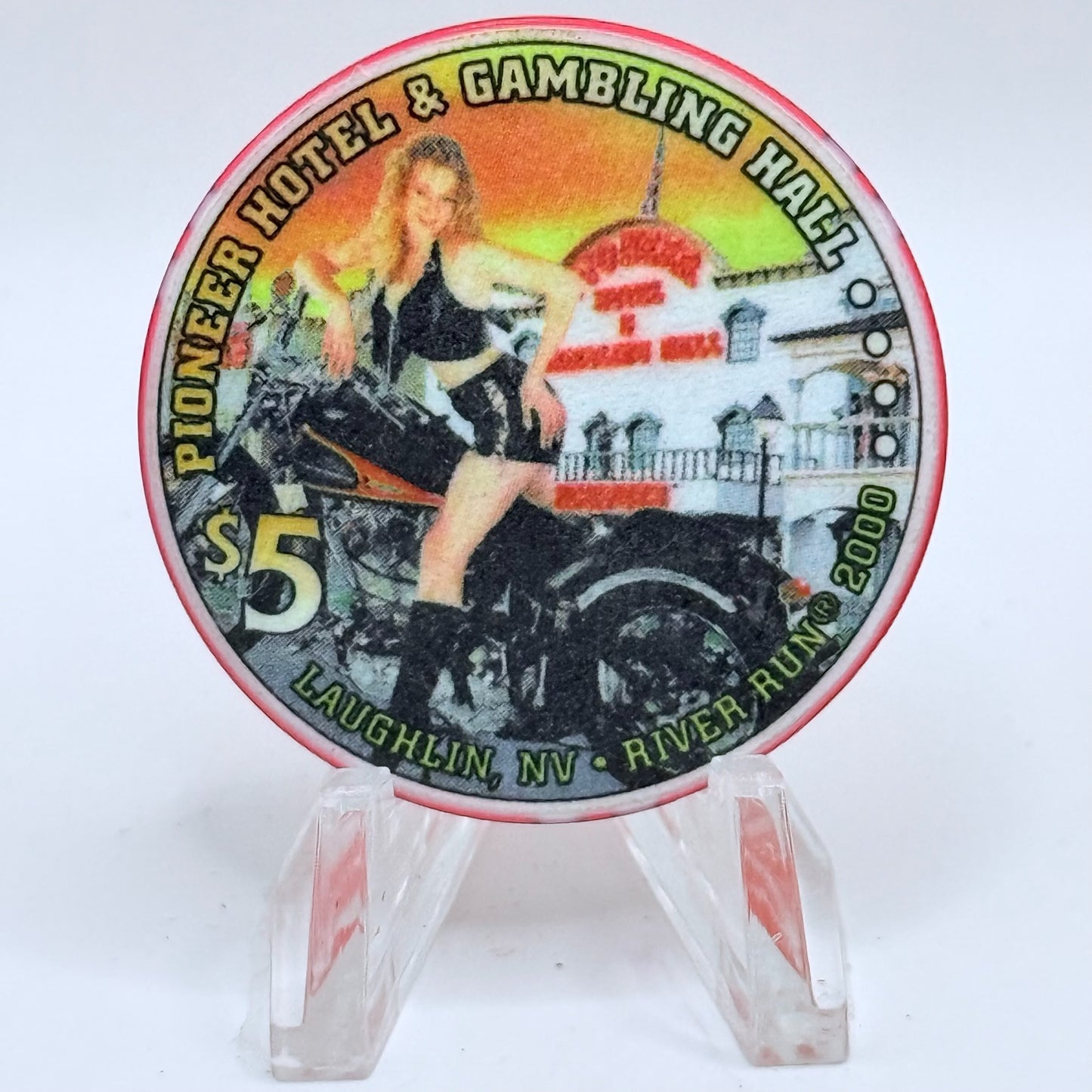 Pioneer Hotel & Gaming Hall Laughlin Nevada 2000 'River Run' LE $5 Casino Chip V5272