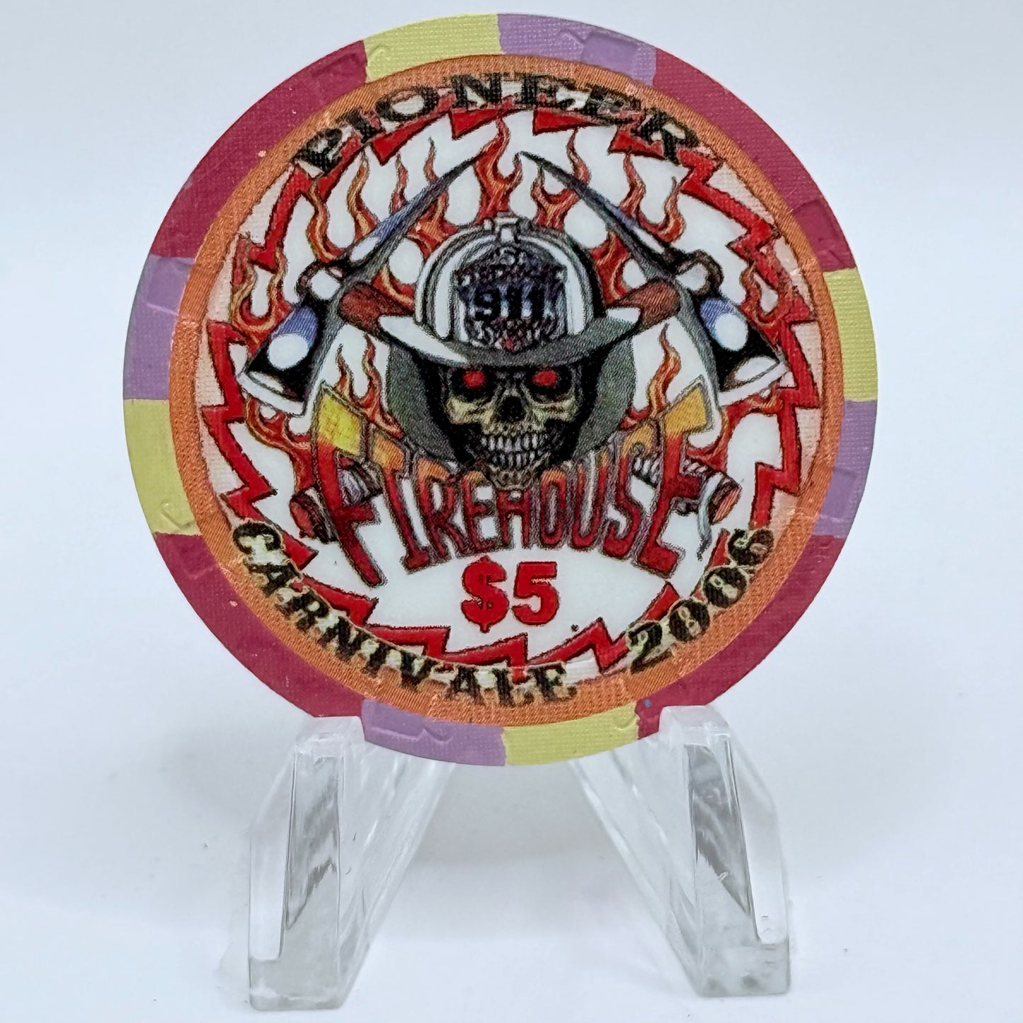 Pioneer Hotel & Gaming Hall Laughlin Nevada 2006 'River Run Carnival - Firehouse' LE $5 Casino Chip E5427