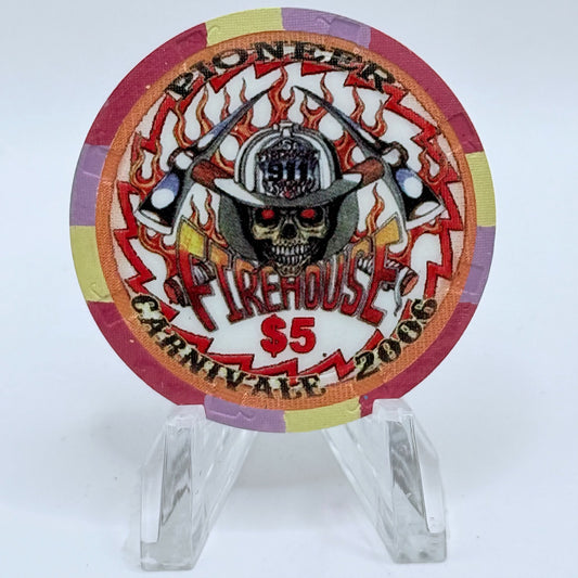 Pioneer Hotel & Gaming Hall Laughlin Nevada 2006 'River Run Carnival - Firehouse' LE $5 Casino Chip E5427