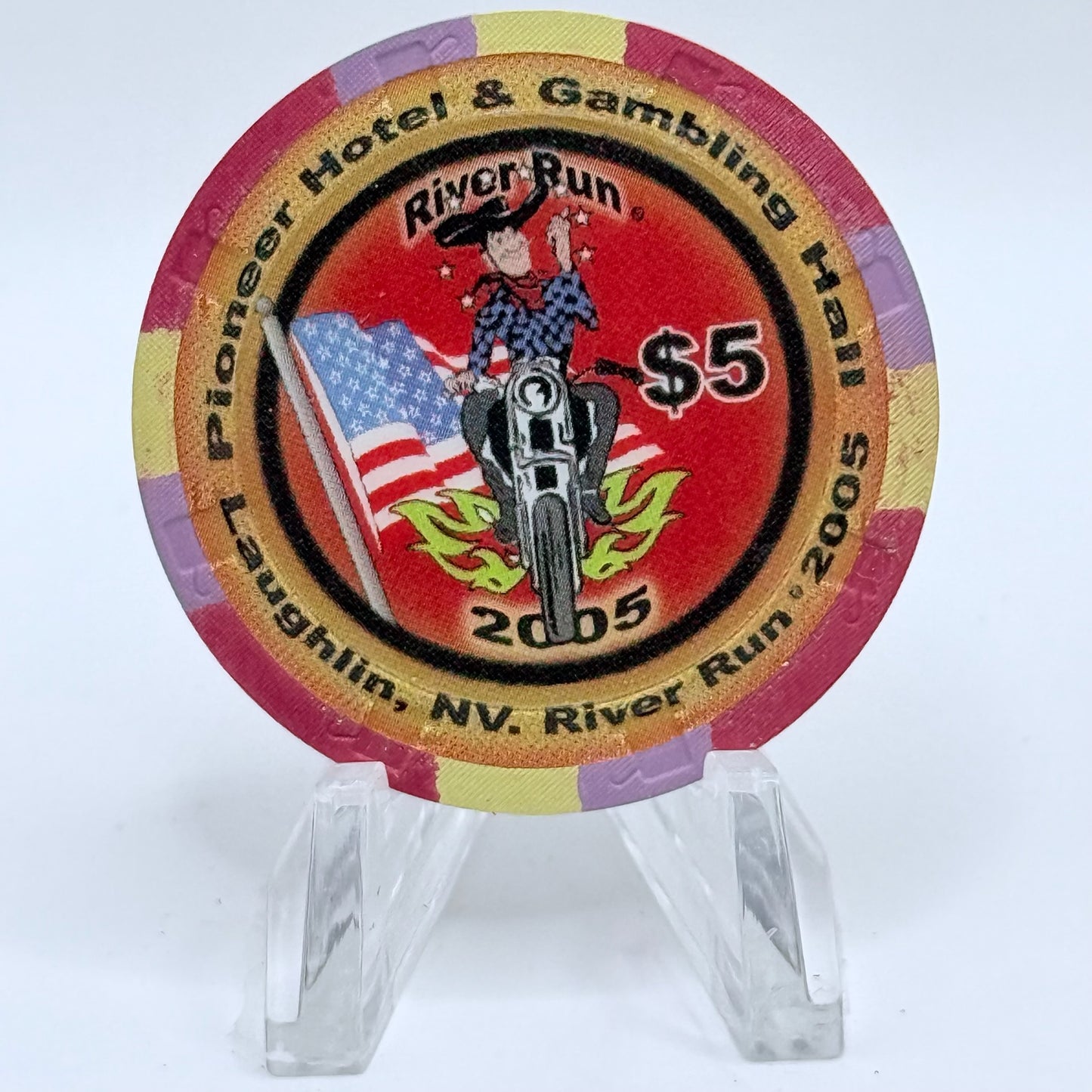 Pioneer Hotel & Gaming Hall Laughlin Nevada 2005 'River Run' LE $5 Casino Chip E4517