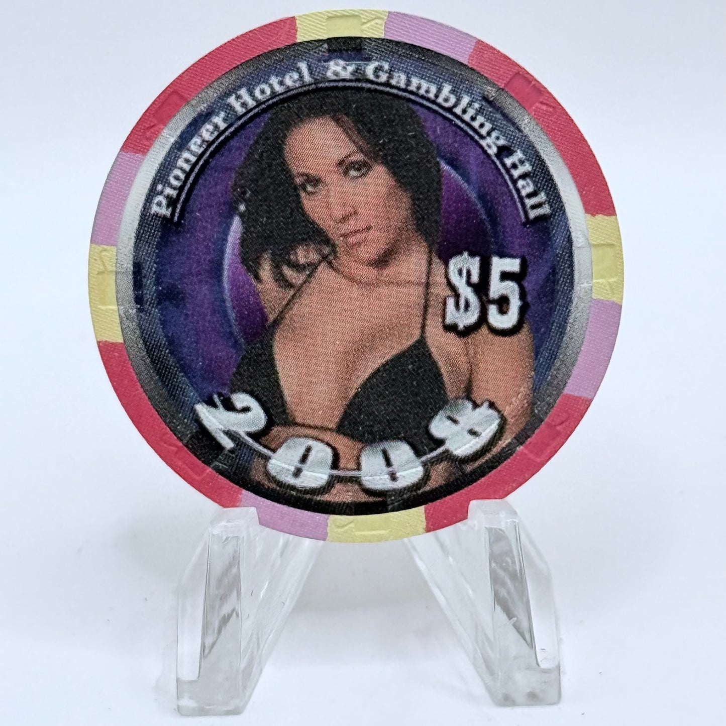 Pioneer Hotel & Gaming Hall Laughlin Nevada 2008 'Carnivale' LE $5 Casino Chip E8486