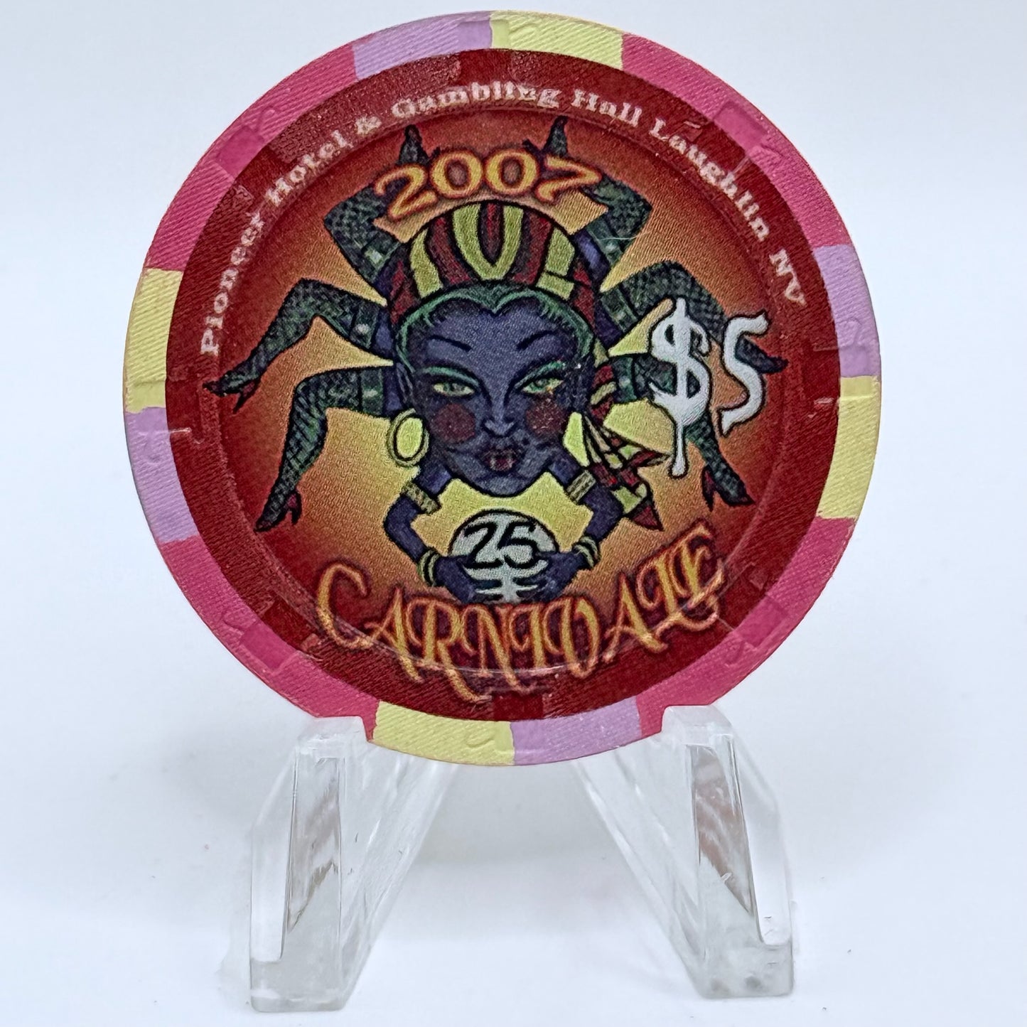 Pioneer Hotel & Gaming Hall Laughlin Nevada 2007 'Carnivale' LE $5 Casino Chip E8483
