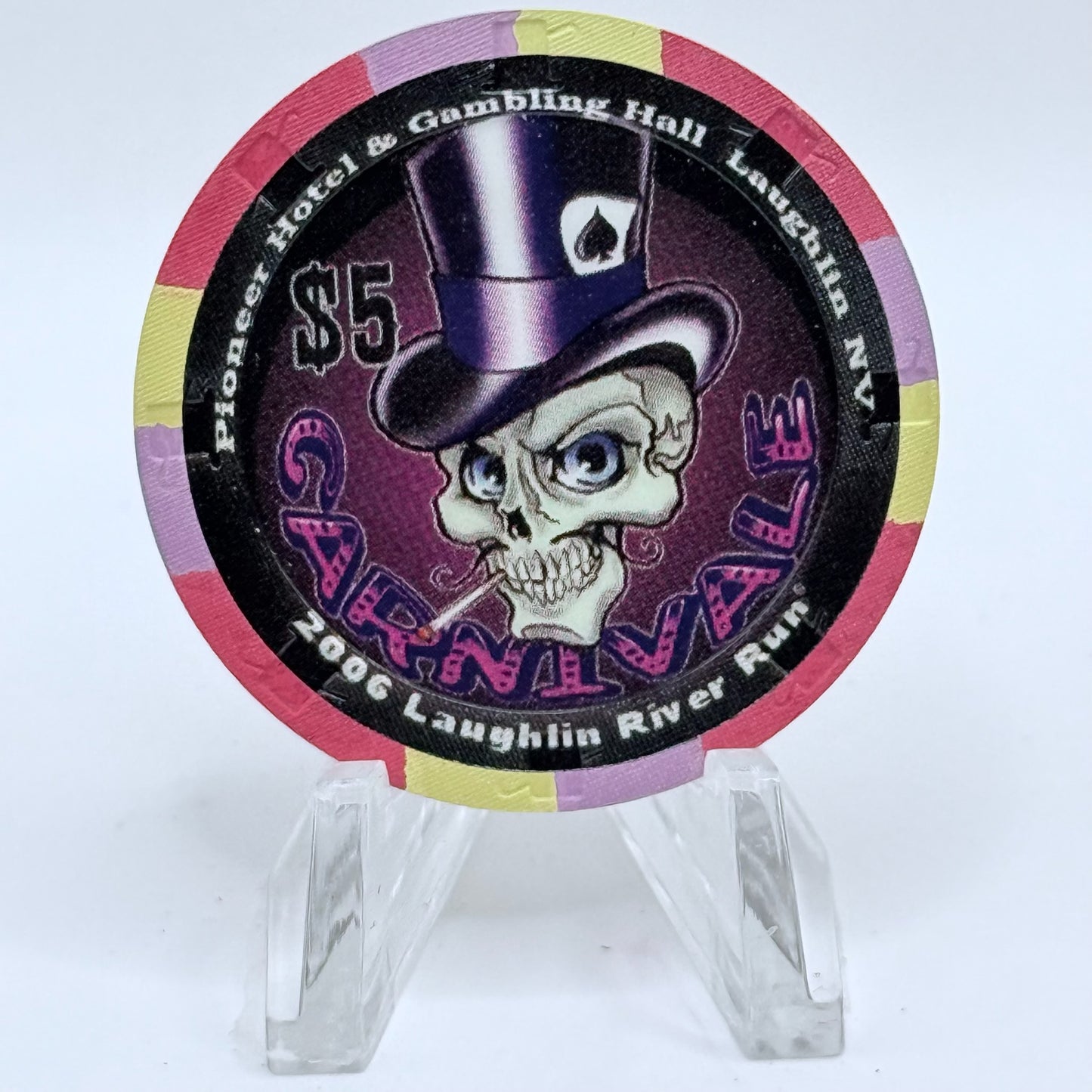 Pioneer Hotel & Gaming Hall Laughlin Nevada 2006 'River Run Carnivale' LE $5 Casino Chip E5429