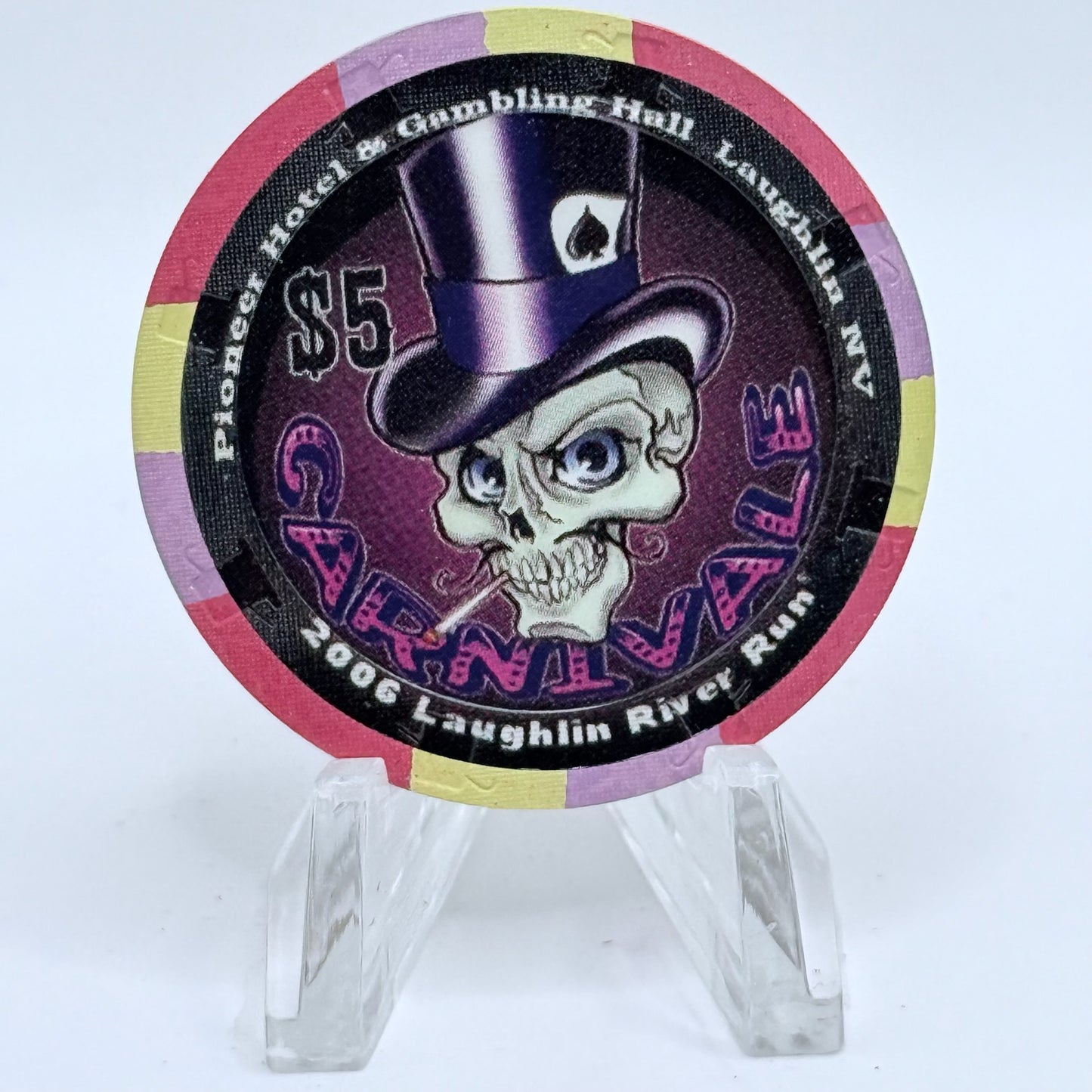 Pioneer Hotel & Gaming Hall Laughlin Nevada 2006 'River Run Carnivale Rhett Rotten' LE $5 Casino Chip E5428