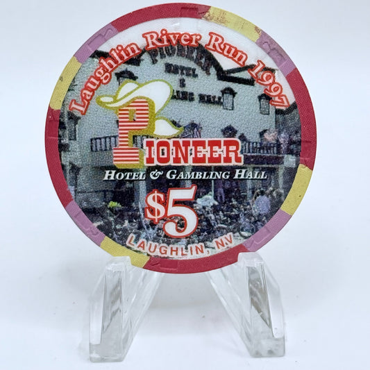 Pioneer Hotel & Gaming Hall Laughlin Nevada 1997 '15th Annual River Run' LE $5 Casino Chip V1298