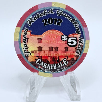 Pioneer Hotel & Gaming Hall Laughlin Nevada 2012 'Carnivale' LE $5 Casino Chip D0736