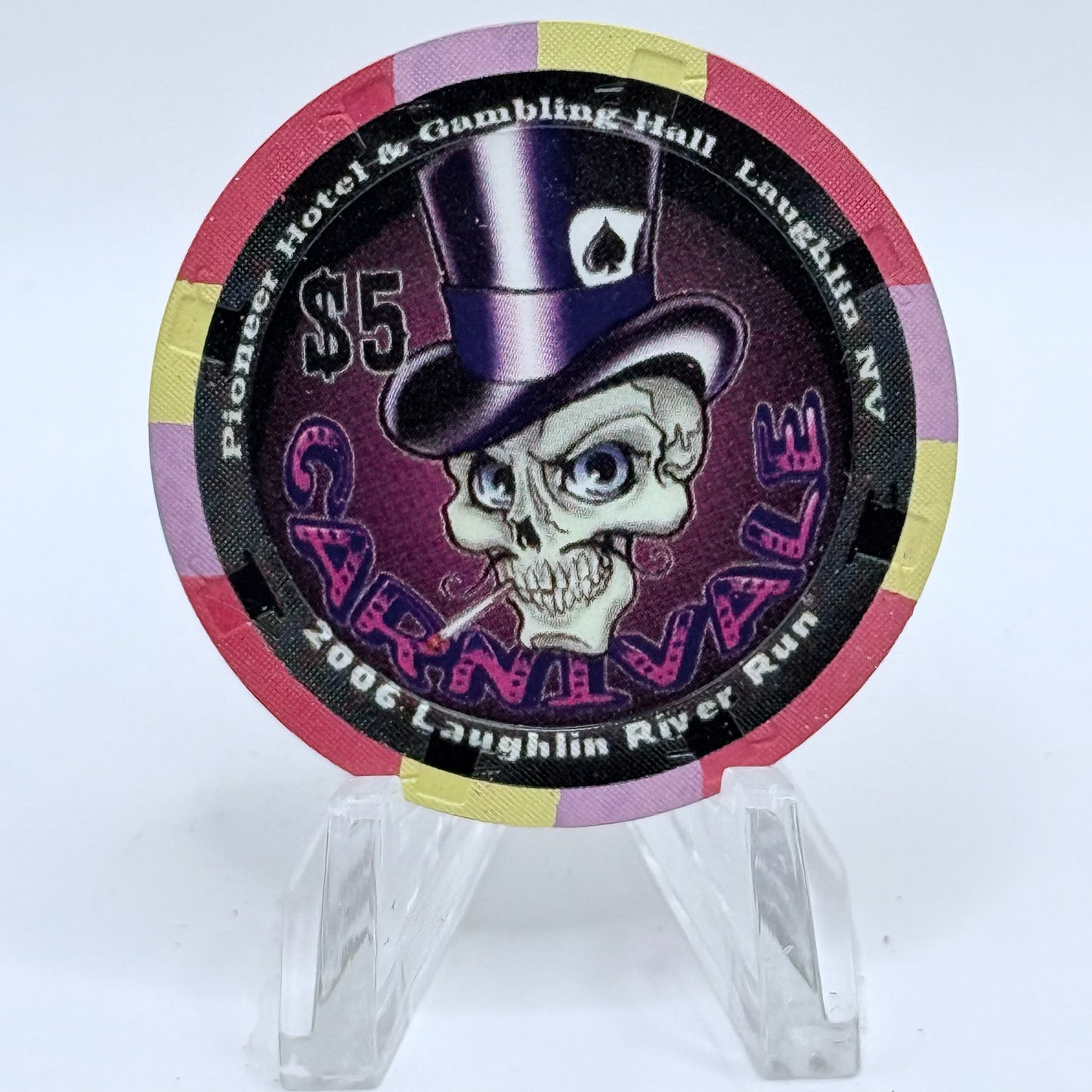 Pioneer Hotel & Gaming Hall Laughlin Nevada 2006 'River Run Carnivale' LE $5 Casino Chip E5426