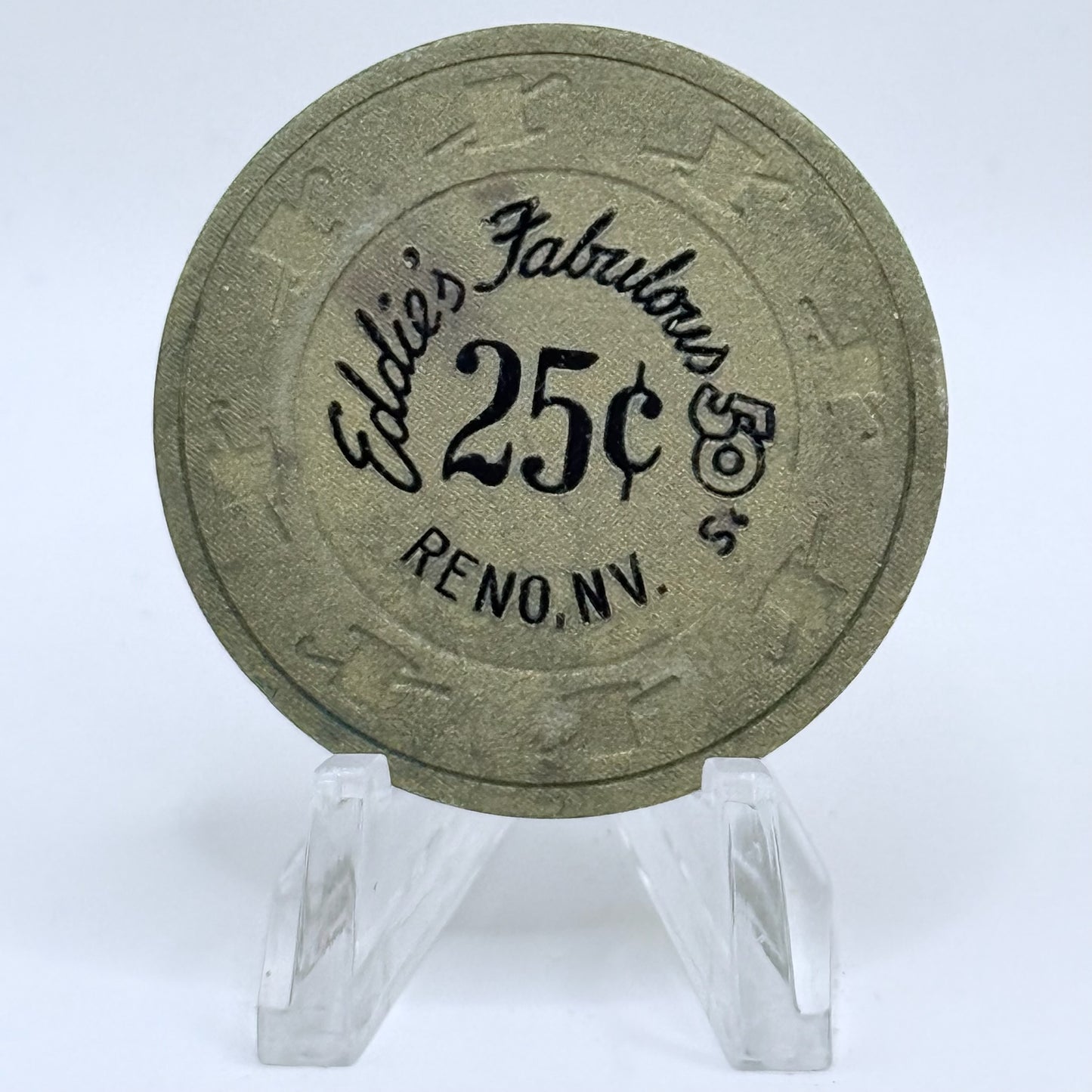 Eddie's Fabulous 50's Reno Nevada 1987 $0.25 Casino Chip N3047