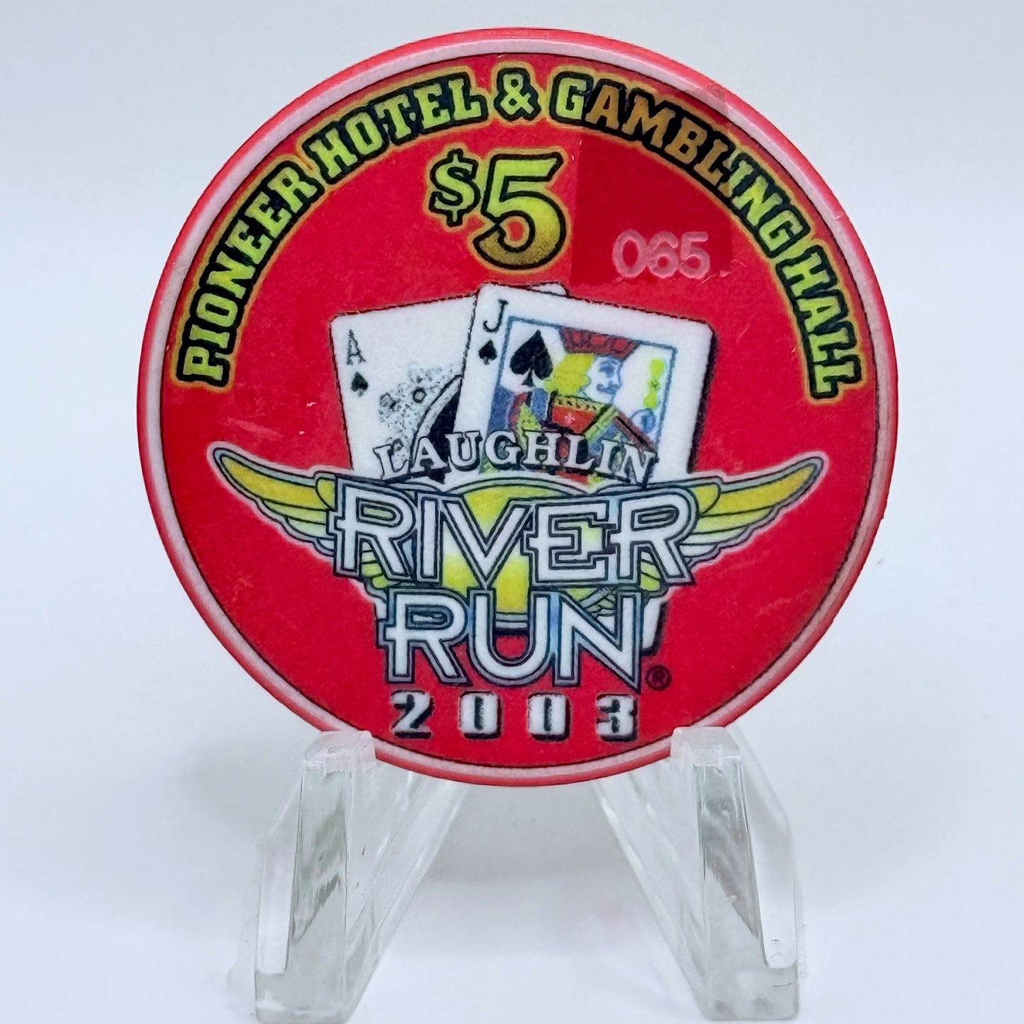 Pioneer Hotel & Gaming Hall Laughlin Nevada 2003 'River Run' LE $5 Casino Chip E2132