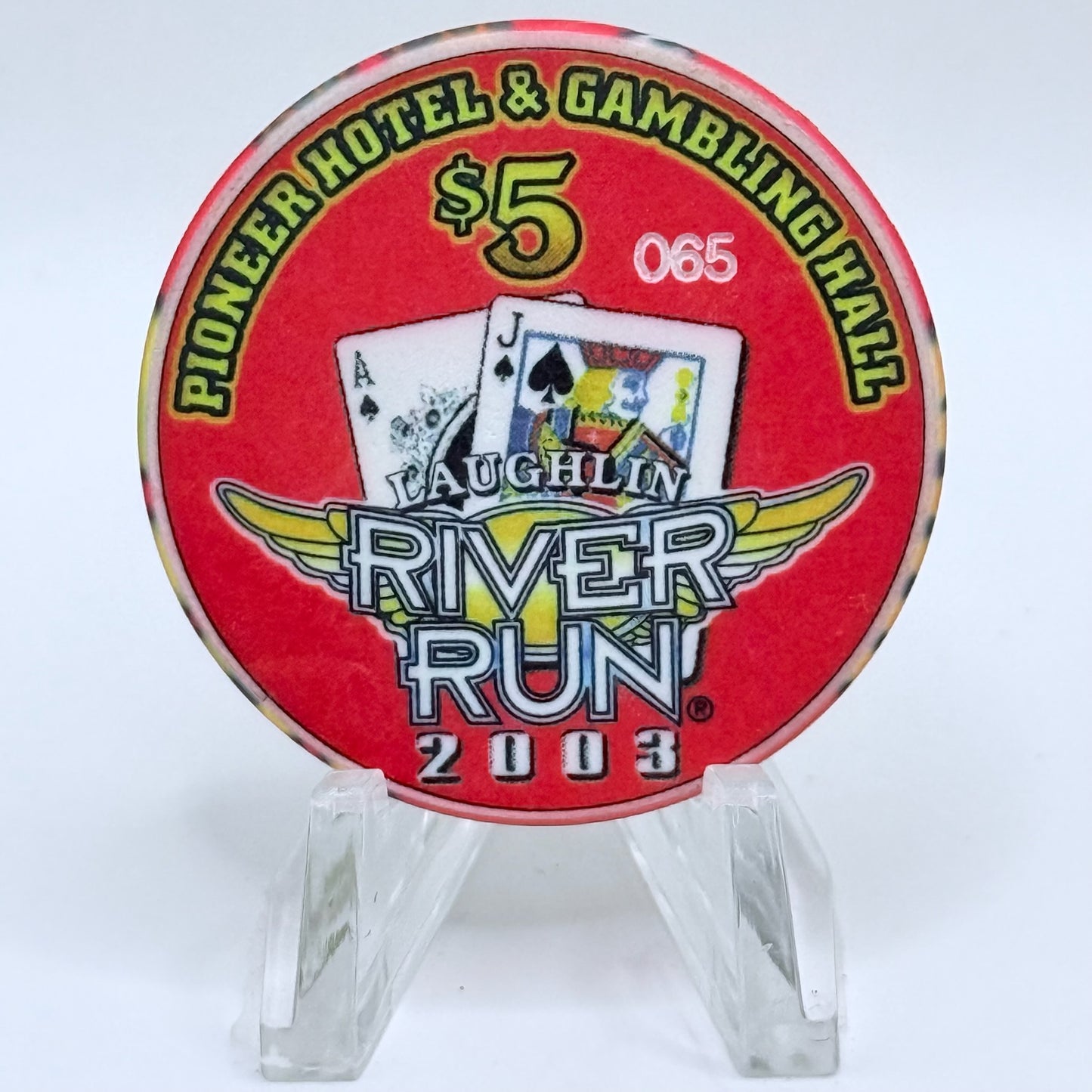 Pioneer Hotel & Gaming Hall Laughlin Nevada 2003 'River Run' LE $5 Casino Chip E2125