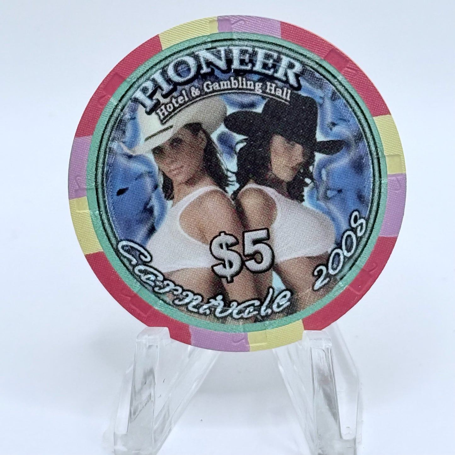 Pioneer Hotel & Gaming Hall Laughlin Nevada 2008 'Carnivale' LE $5 Casino Chip E8486