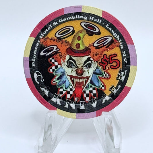 Pioneer Hotel & Gaming Hall Laughlin Nevada 2009 'Carnival Clown' LE $5 Casino Chip E9184