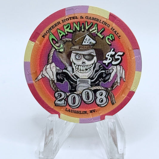 Pioneer Hotel & Gaming Hall Laughlin Nevada 2008 'Carnivale' LE $5 Casino Chip E8485
