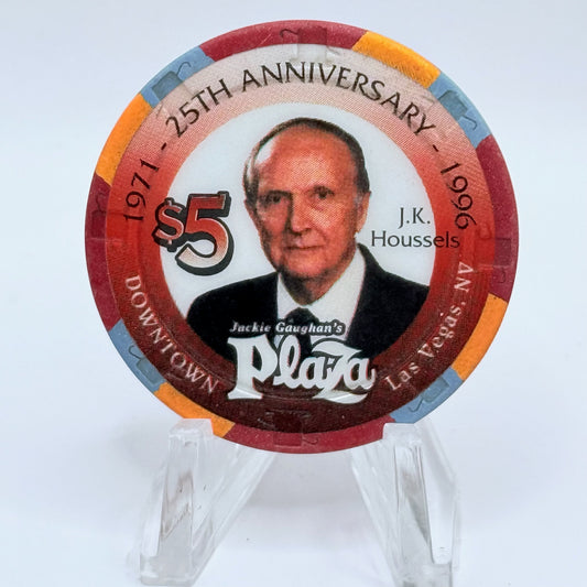 Jackie Gaughan's Plaza Las Vegas Nevada 1996 '25th Anniversary - J.k. Houssels' LE $5 Casino Chip N2569