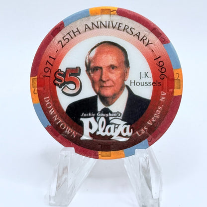 Jackie Gaughan's Plaza Las Vegas Nevada 1996 '25th Anniversary - J.k. Houssels' LE $5 Casino Chip N2569