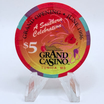 Grand Casino Tunica Mississippi 1996 'Grand Opening' LE $5 Casino Chip