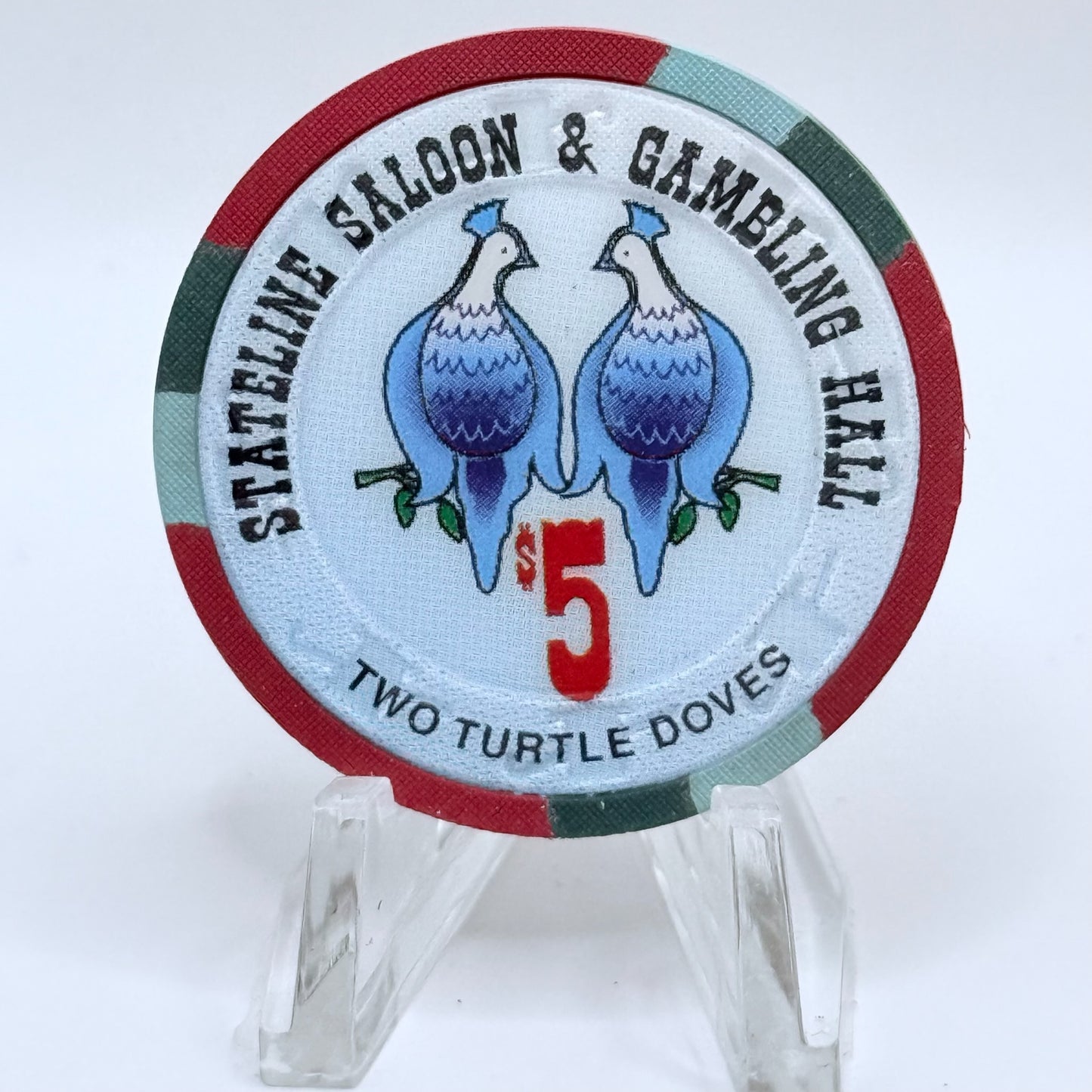 Stateline Saloon Amargosa Valley Nevada 1996 '12 Days of Christmas' Series 1 LE $5 Casino Chip - Lot of 12 chips #336