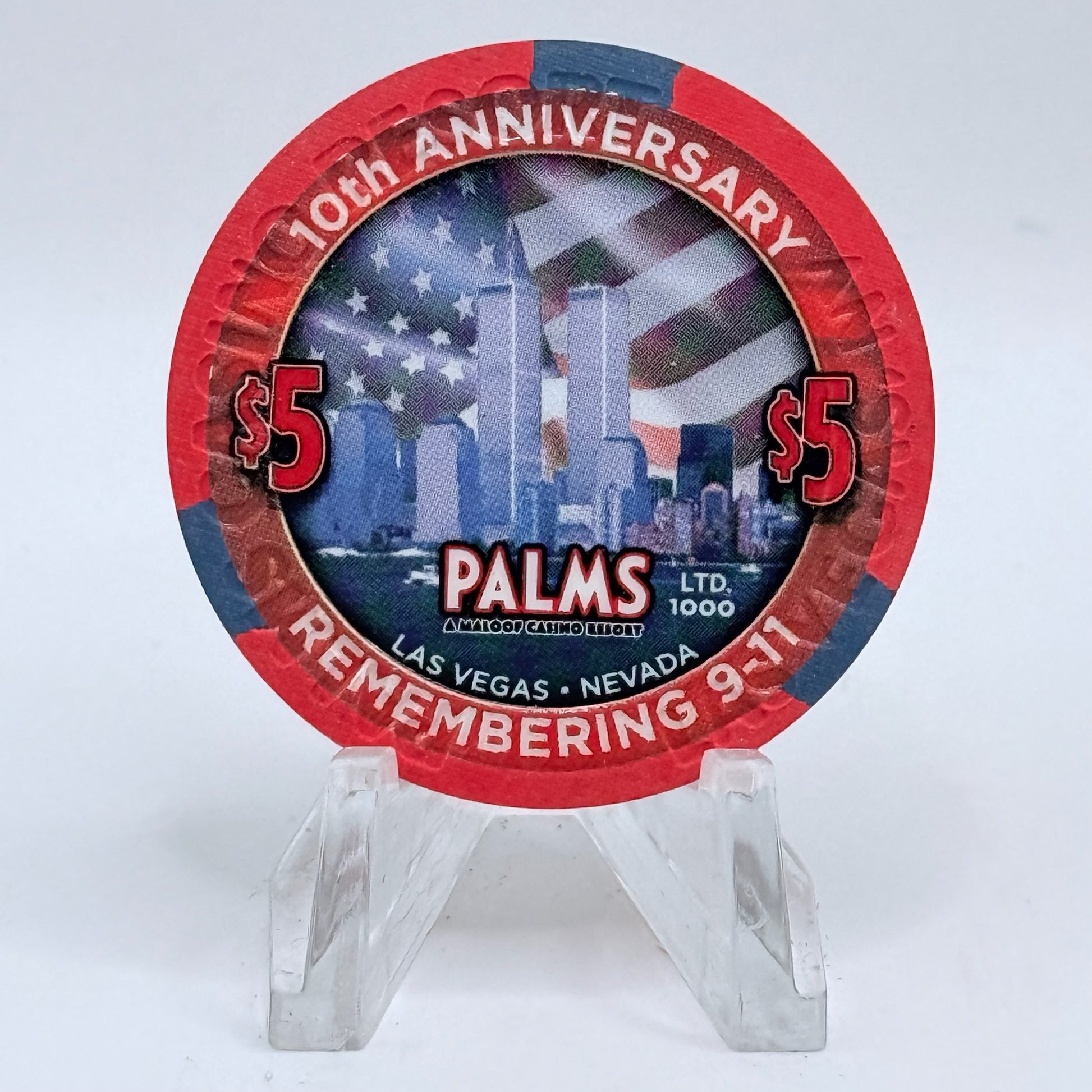 Palms Casino Resort Las Vegas Nevada 2011 'Remembering 9/11' LE $5 Casino Chip