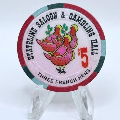 Stateline Saloon Amargosa Valley Nevada 1996 '12 Days of Christmas' Series 1 LE $5 Casino Chip - Lot of 12 chips #336