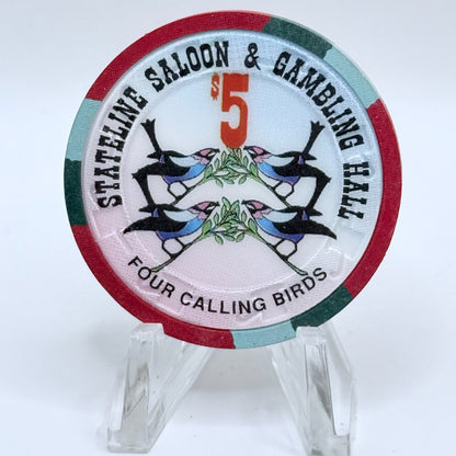 Stateline Saloon Amargosa Valley Nevada 1996 '12 Days of Christmas' Series 1 LE $5 Casino Chip - Lot of 12 chips #336