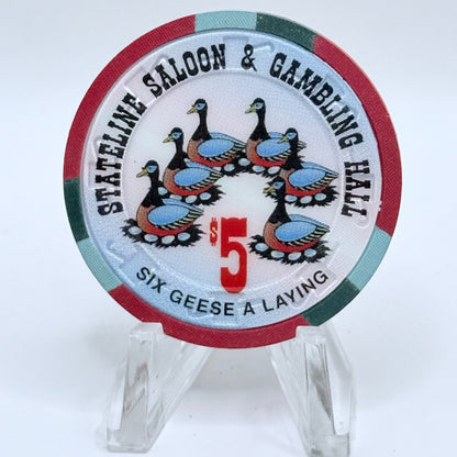 Stateline Saloon Amargosa Valley Nevada 1996 '12 Days of Christmas' Series 1 LE $5 Casino Chip - Lot of 12 chips #336