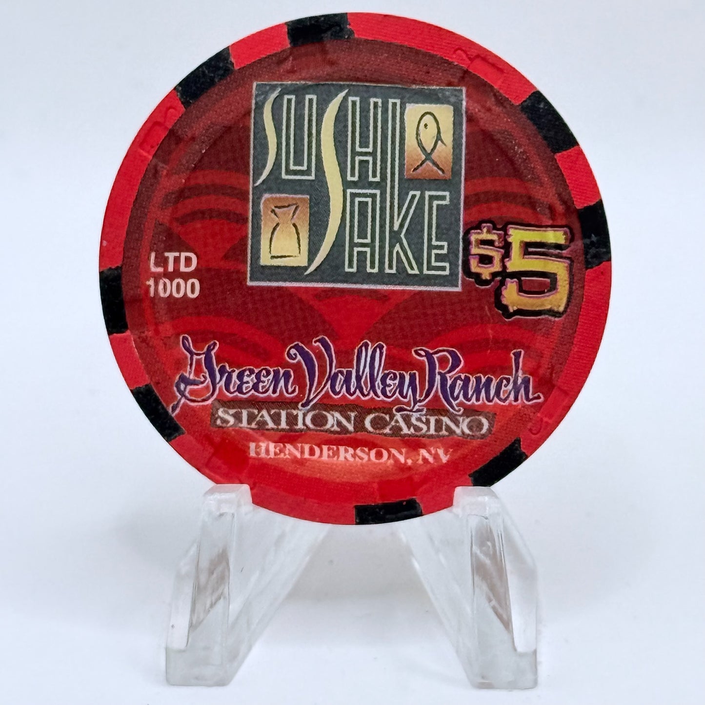 Green Valley Ranch Henderson Nevada 2003 'China Spice, Sushi Lake' LE $5 Casino Chip E0716