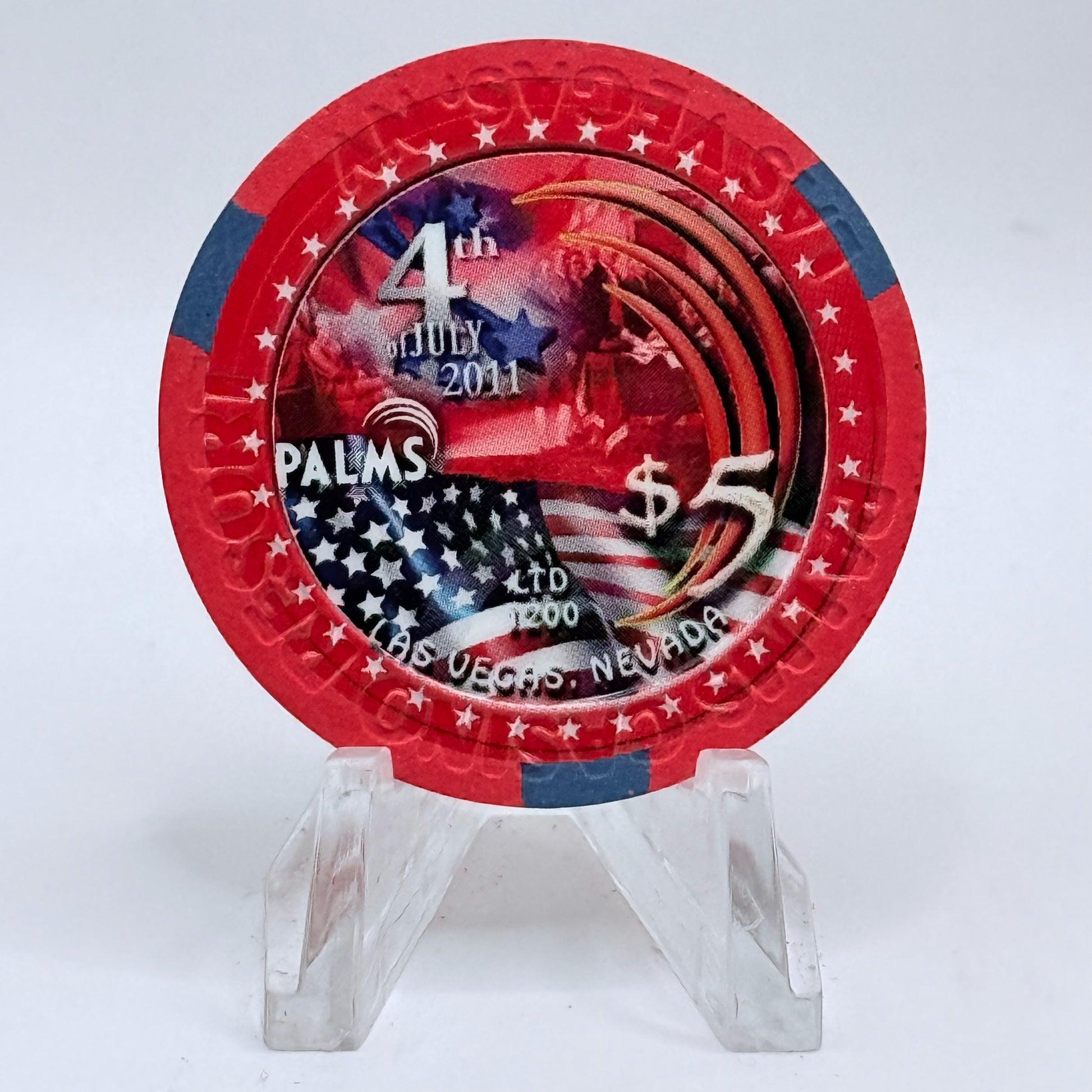 Palms Casino Resort Las Vegas Nevada 2011 'July 4th' LE $5 Casino Chip D0148