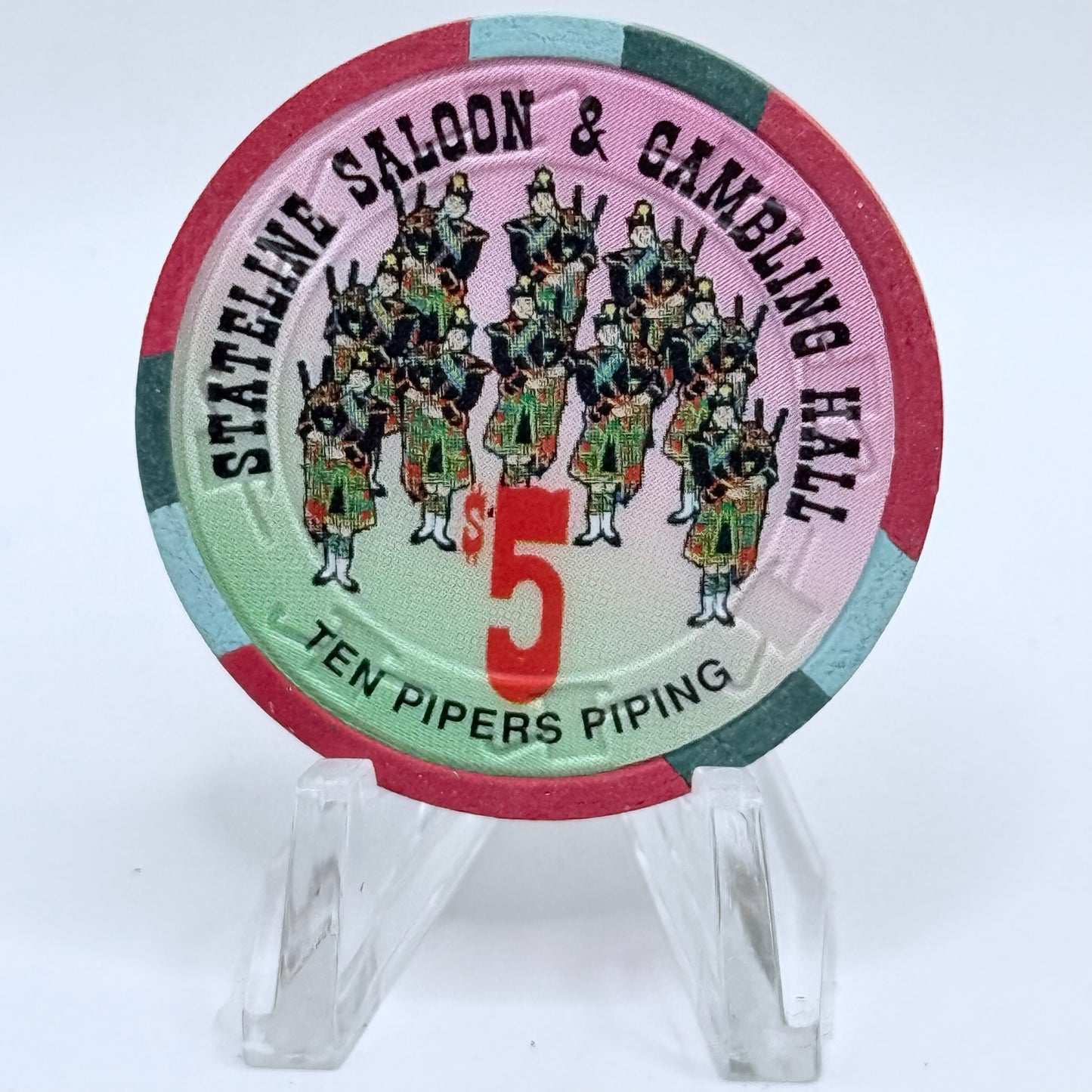 Stateline Saloon Amargosa Valley Nevada 1996 '12 Days of Christmas' Series 1 LE $5 Casino Chip - Lot of 12 chips #336