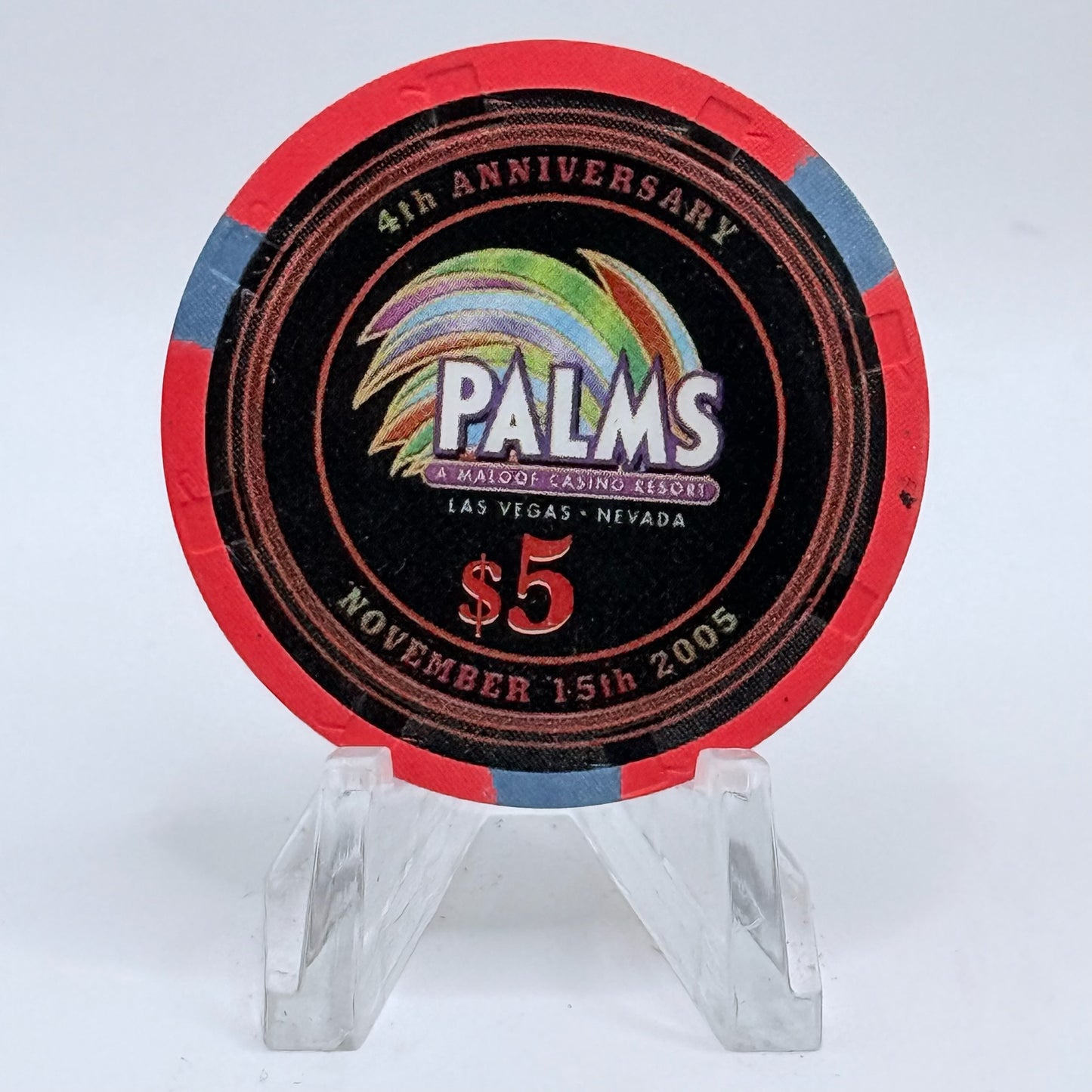 Palms Casino Resort Las Vegas Nevada 2005 '4th Anniversary' LE $5 Casino Chip E4901