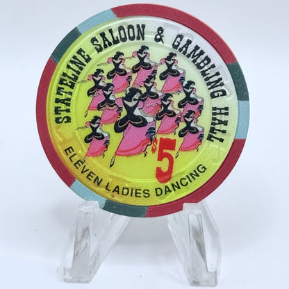 Stateline Saloon Amargosa Valley Nevada 1996 '12 Days of Christmas' Series 1 LE $5 Casino Chip - Lot of 12 chips #336