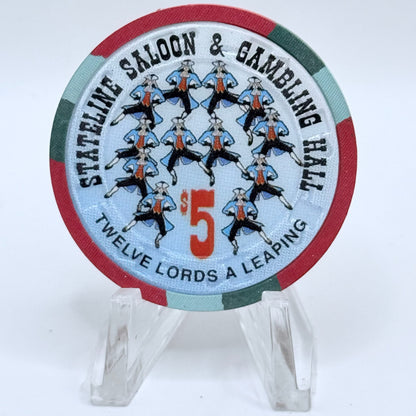 Stateline Saloon Amargosa Valley Nevada 1996 '12 Days of Christmas' Series 1 LE $5 Casino Chip - Lot of 12 chips #336