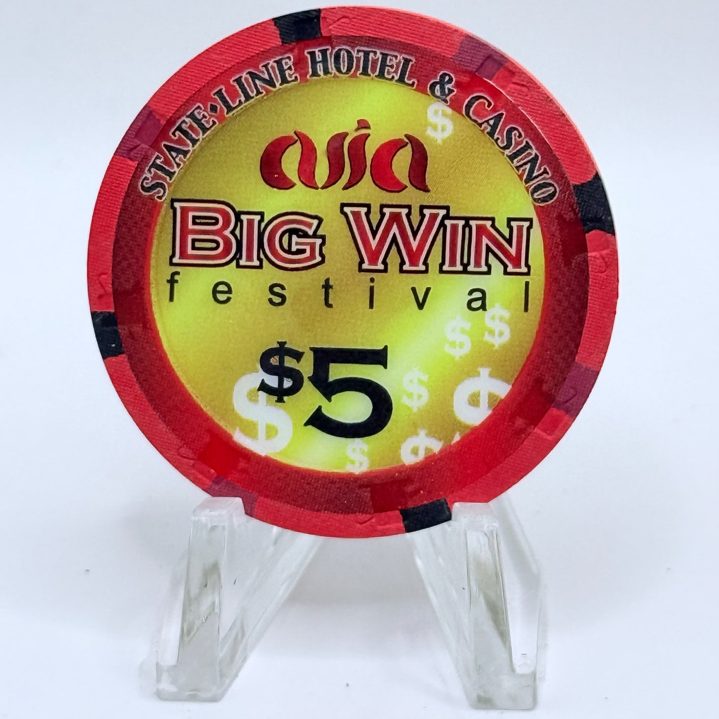 State Line Casino Wendover Nevada 2002 'Asia Big Win Festival' LE $5 Casino Chip V9842