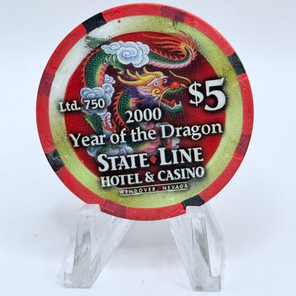 State Line Casino Wendover Nevada 2000 'Year Of The Dragon' LE $5 Casino Chip V5660