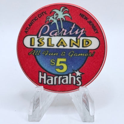 Harrah's (Marina) Atlantic City New Jersey 1993 'Party Island' LE $5 Casino Chip