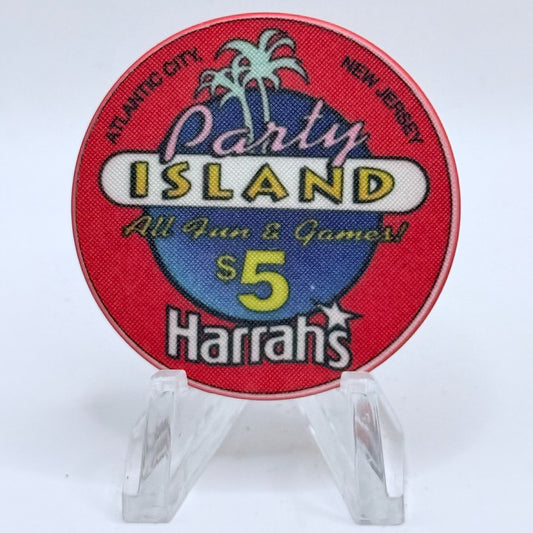 Harrah's (Marina) Atlantic City New Jersey 1993 'Party Island' LE $5 Casino Chip