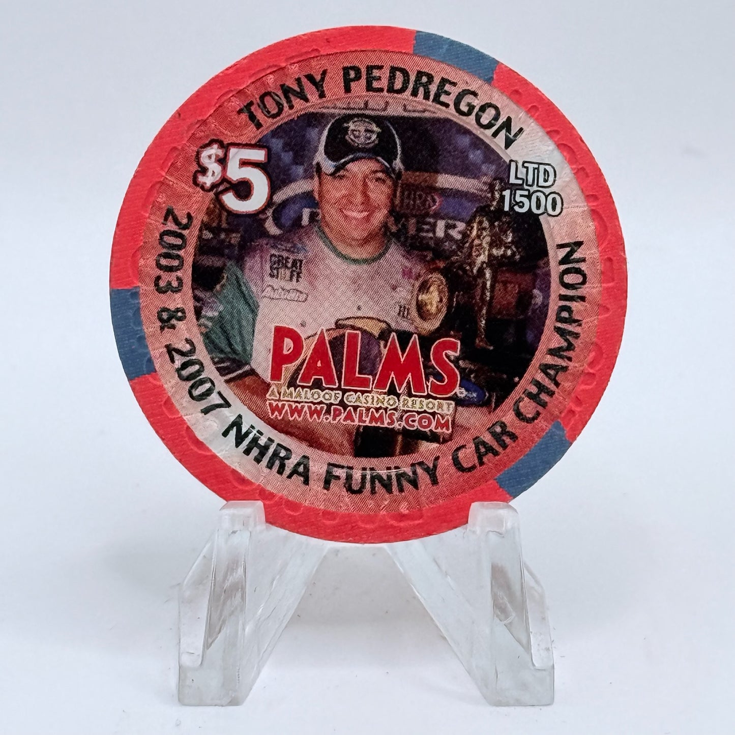 Palms Casino Resort Las Vegas Nevada 2008 'Tony Pedregon' LE $5 Casino Chip E7485