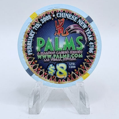 Palms Casino Resort Las Vegas Nevada 2008 'Year Of The Rat' LE $8 Casino Chip E6597