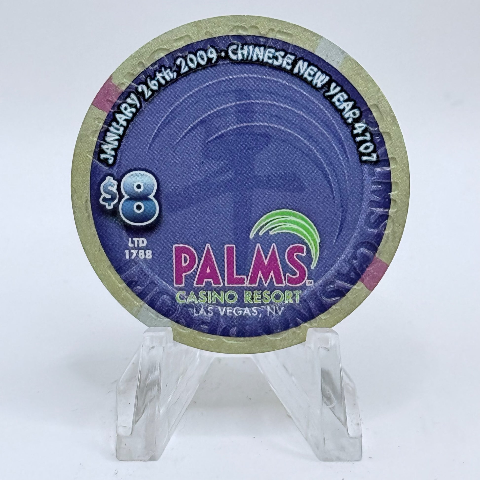 Palms Casino Resort Las Vegas Nevada 2009 'Year Of The Ox' LE $8 Casino Chip E7499