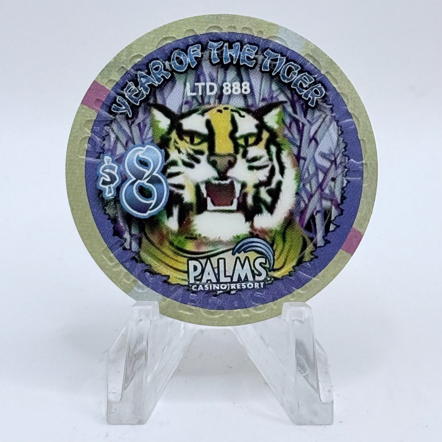 Palms Casino Resort Las Vegas Nevada 2010 'Year Of The Tiger' LE $8 Casino Chip E9551