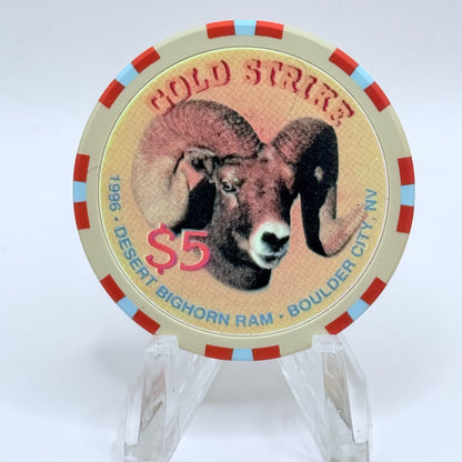 Gold Strike Inn Boulder City Nevada 1996 'Desert Bighorn Ram' LE $5 Casino Chip N0432
