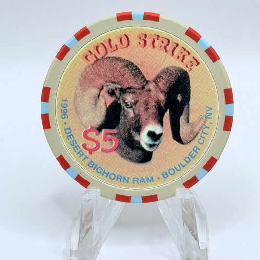 Gold Strike Inn Boulder City Nevada 1996 'Desert Bighorn Ram' LE $5 Casino Chip N0432