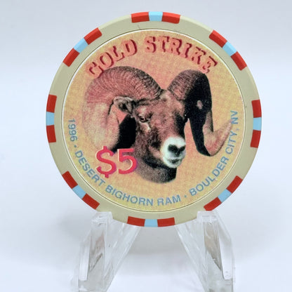 Gold Strike Inn Boulder City Nevada 1996 'Desert Bighorn Ram' LE $5 Casino Chip N0432