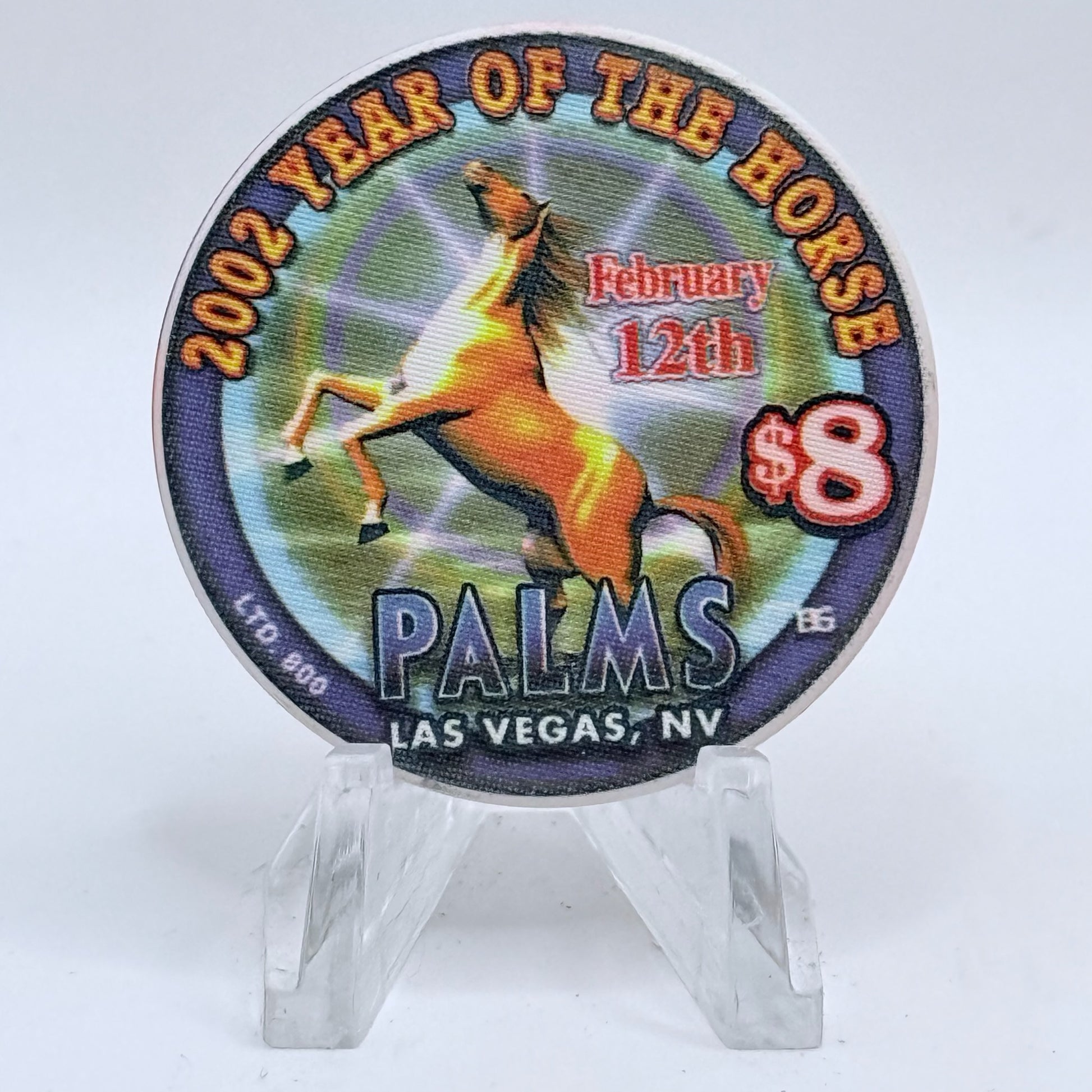 Palms Casino Resort Las Vegas Nevada 2002 'Year Of The Horse' LE $8 Casino Chip V9466