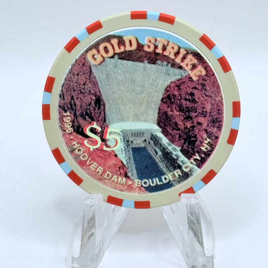 Gold Strike Inn Boulder City Nevada 1996 'Hoover Dam' LE $5 Casino Chip N0435