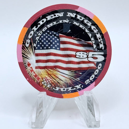 Golden Nugget Laughlin Nevada 2000 '4th of July' LE $5 Casino Chip V7217