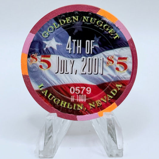 Golden Nugget Laughlin Nevada 2001 '4th Of July' LE $5 Casino Chip V8637